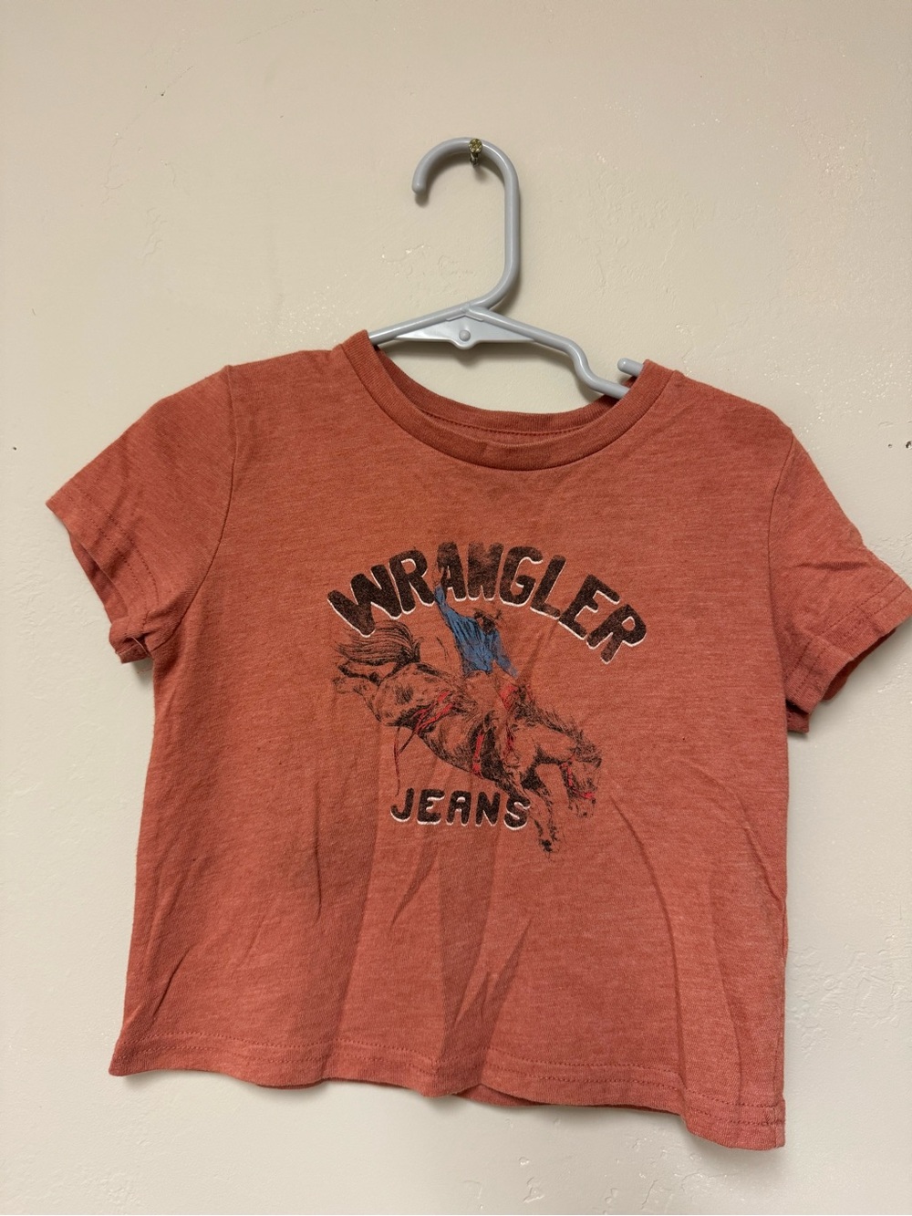 Wrangler Kids Rust Orange Graphic Tee with Bronco Print